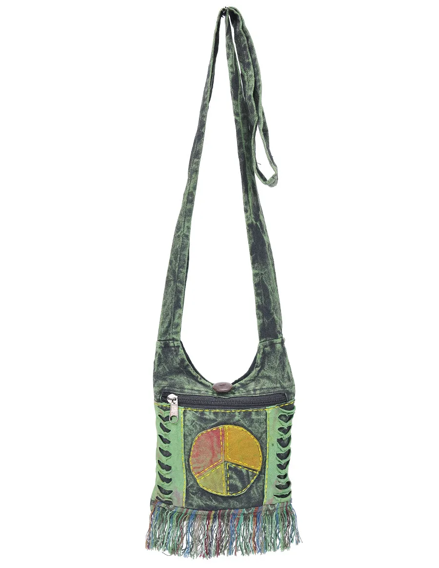 Peace Patched Cotton Mini Hobo Bag