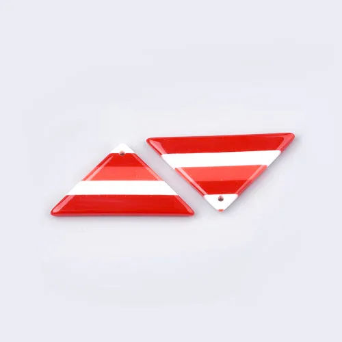 Pendants, Acetate, Triangle, Red, Striped, Focal, 24mm