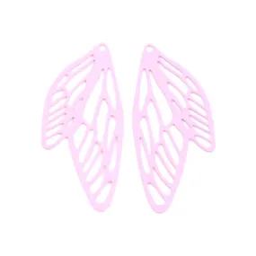 Pendants, Butterfly Wings, Laser-Cut, Pink, Enameled, Alloy, 50mm