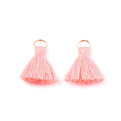 Pendants, Tassels, With Light Gold Plated Jump Ring, Pink, Polycotton, 20-30mm