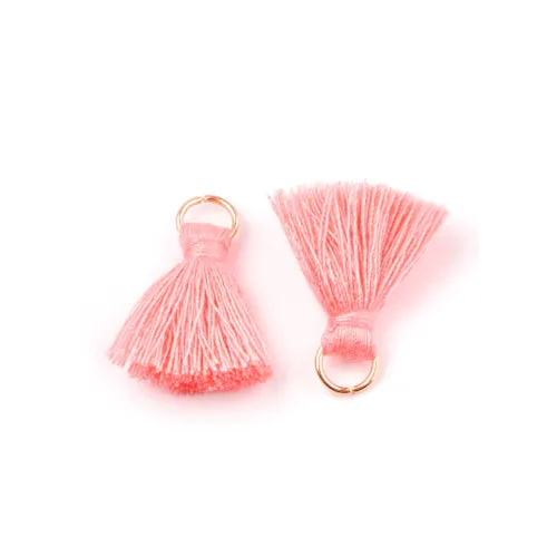 Pendants, Tassels, With Light Gold Plated Jump Ring, Pink, Polycotton, 20-30mm