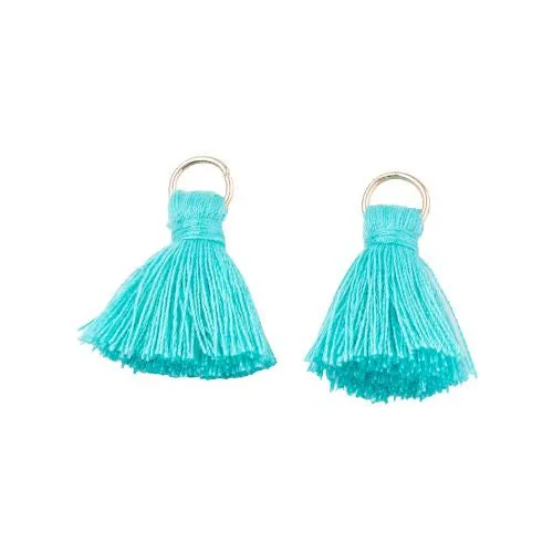 Pendants, Tassels, With Light Gold Plated Jump Ring, Turquoise, Polycotton, 20-30mm