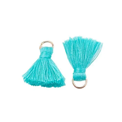 Pendants, Tassels, With Light Gold Plated Jump Ring, Turquoise, Polycotton, 20-30mm