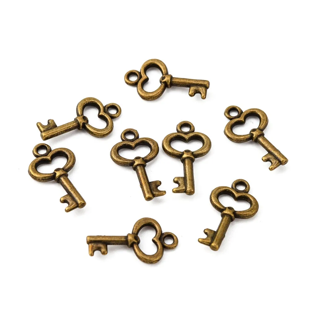 Pendants, Tibetan Style, Skeleton Key, Antique Bronze, Alloy, 15.5mm