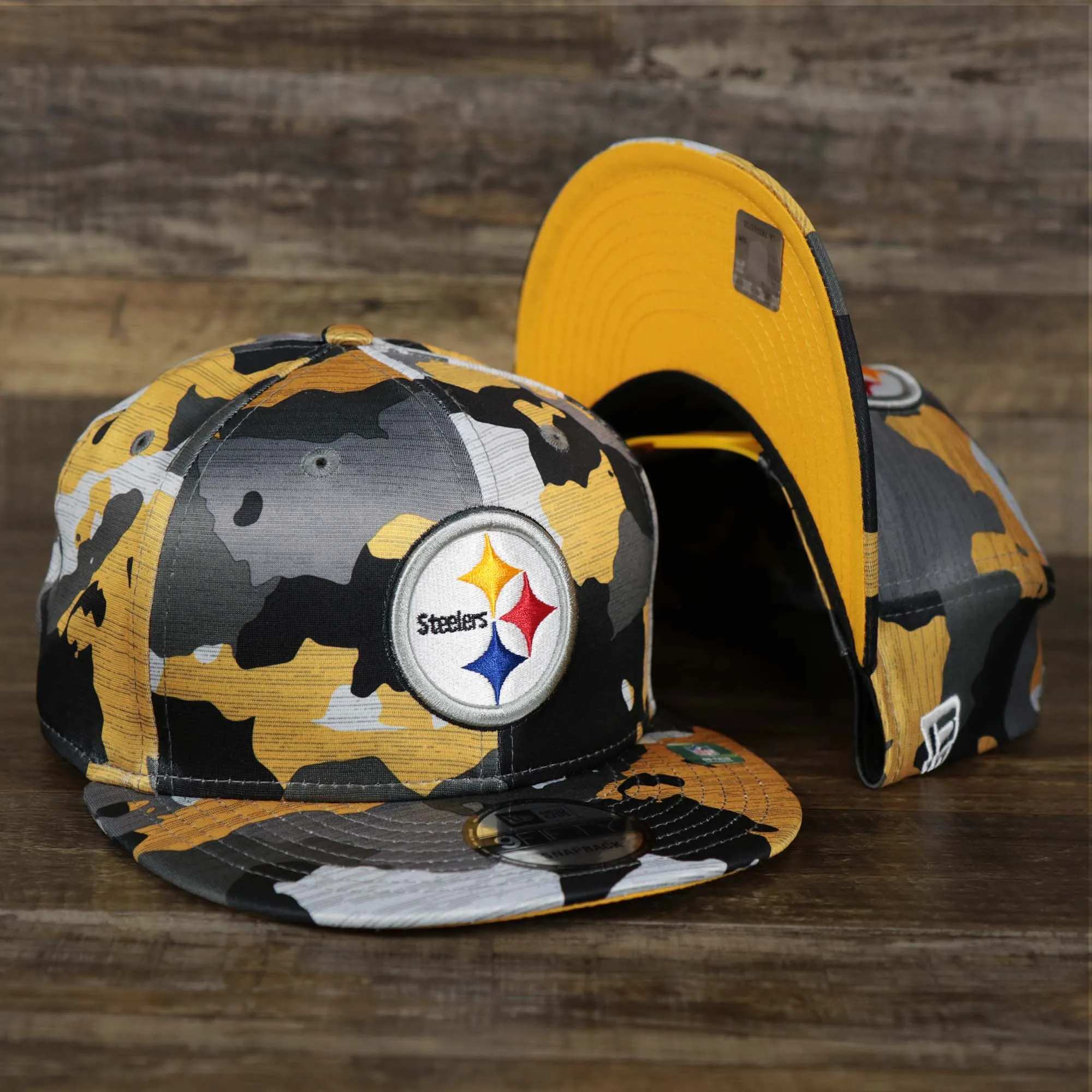 Pittsburgh Steelers NFL OnField Summer Training 2022 Camo 9Fifty Snapback | Yellow Camo 9Fifty