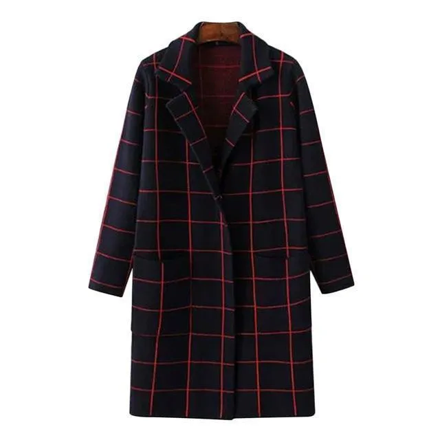 Plaid Winter Coat,  Black