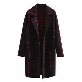 Plaid Winter Coat,  Black