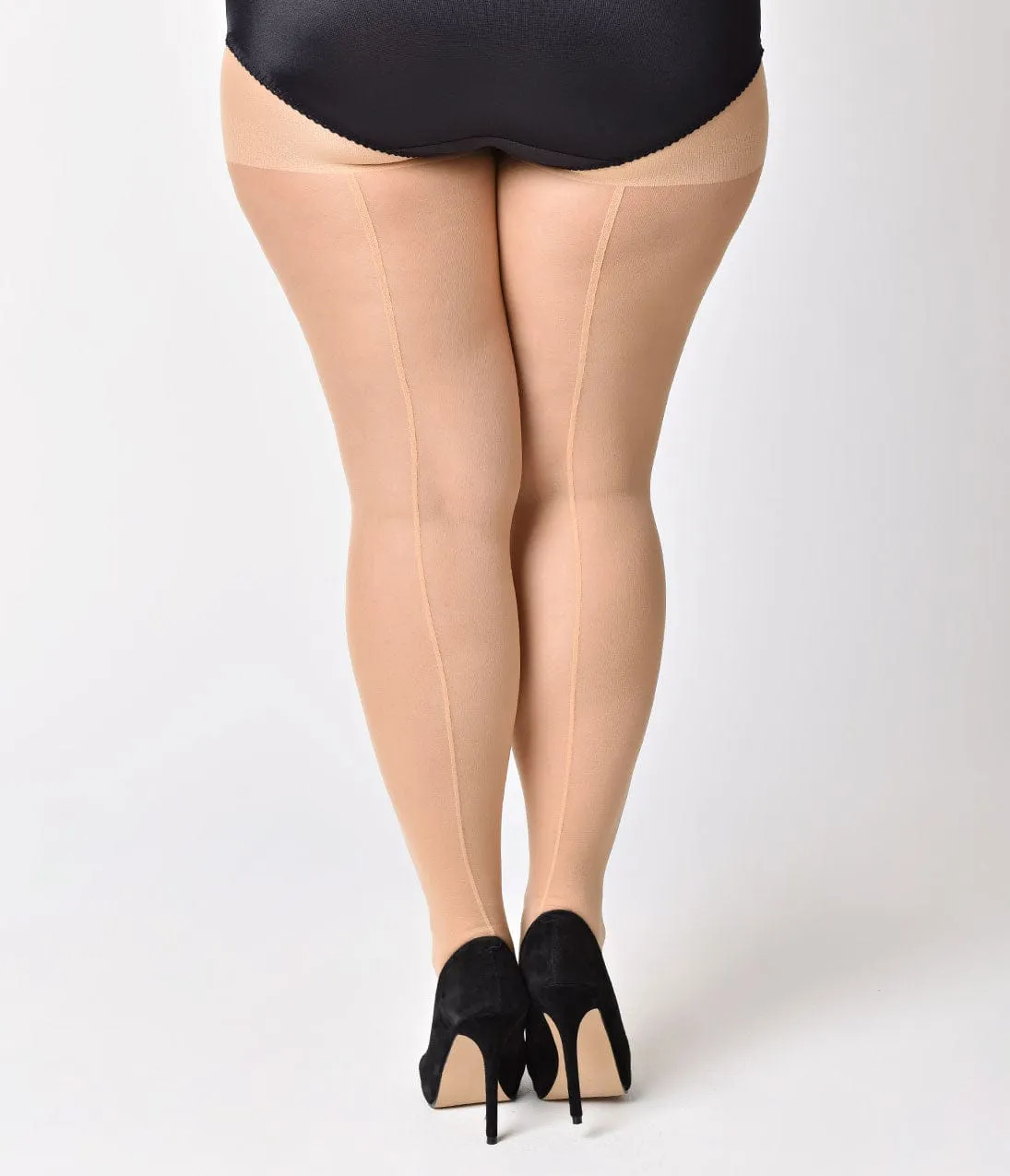 Plus Size Nude Sheer Backseam Pantyhose