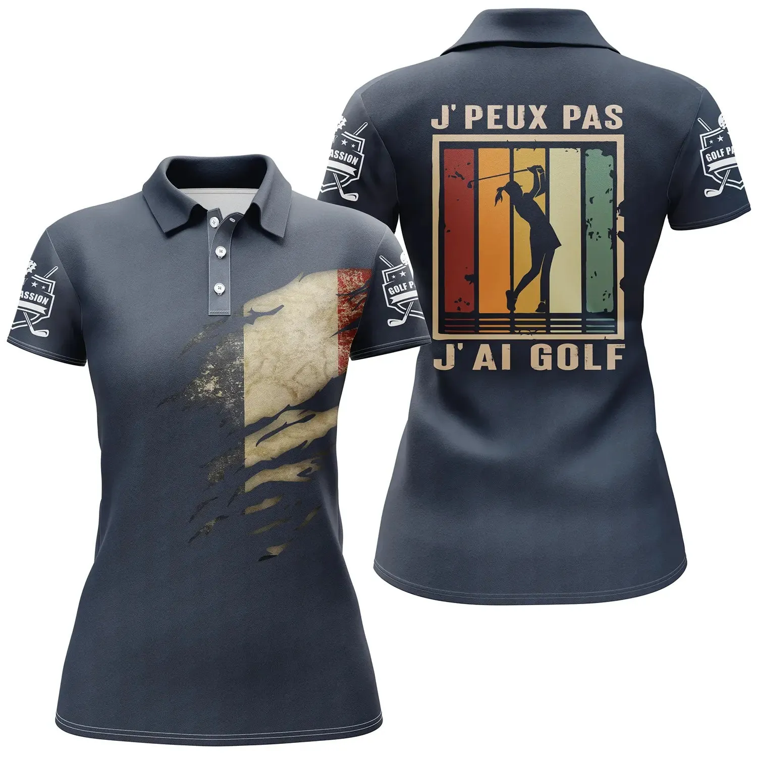 Polo de Golf, Cadeau Original Golfeur, Golf Passion, Drapeau France, J'peux Pas J'ai Golf - CT06022320