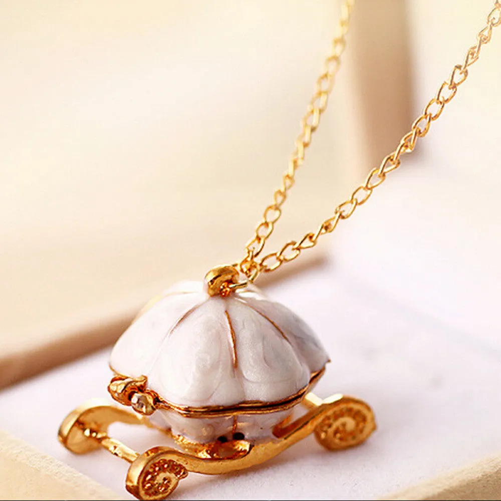 Pumpkin Carriage Necklace Cinderella Fairy Tale God-Mother Magic Alloy Chains Exquisite Pendants Necklace SM6