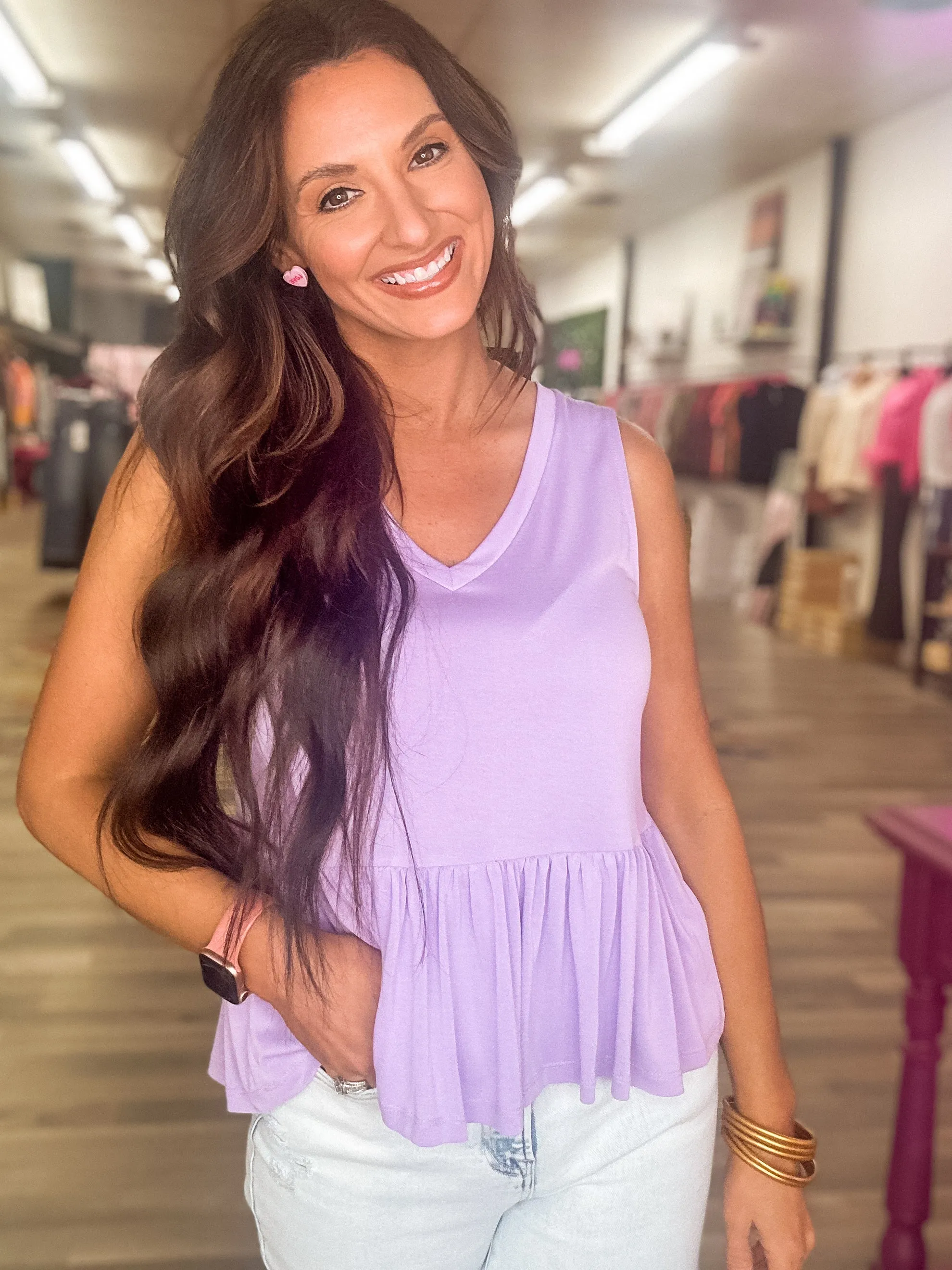 Purple Ruffle Tank