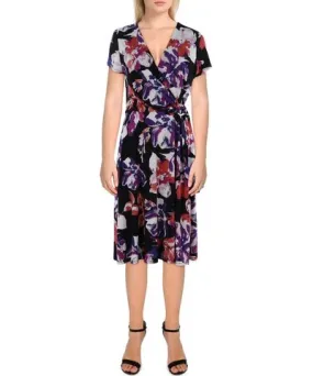 Ralph Lauren Womens O-Ring Cap Sleeve Midi Dress