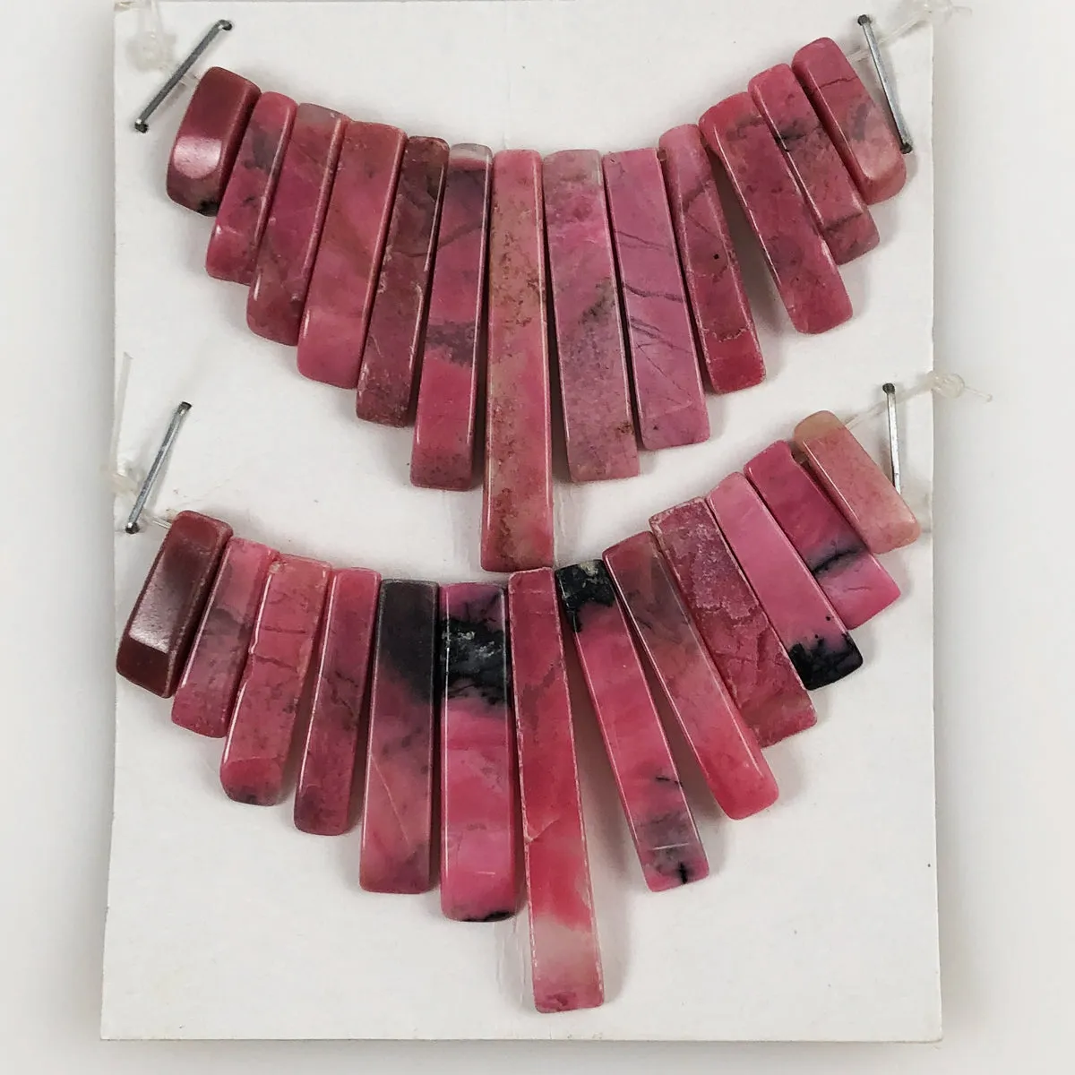 Rhodonite Fan Pendants Vintage