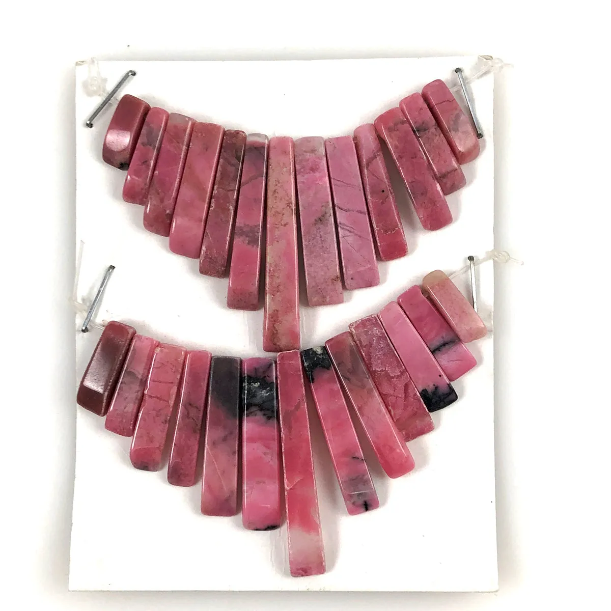 Rhodonite Fan Pendants Vintage