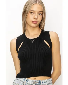 Ribbed Cutout Knit Tank Top