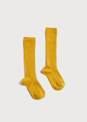 Ribbed Knee-High Socks In Mustard (3mths-8yrs)