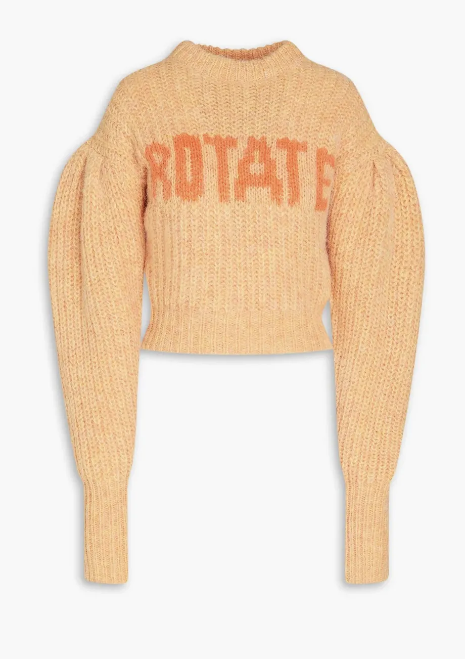 ROTATE  |Casual Style Wool Nylon Rib Long Sleeves Office Style