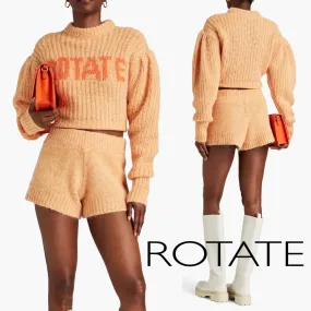 ROTATE  |Casual Style Wool Nylon Rib Long Sleeves Office Style