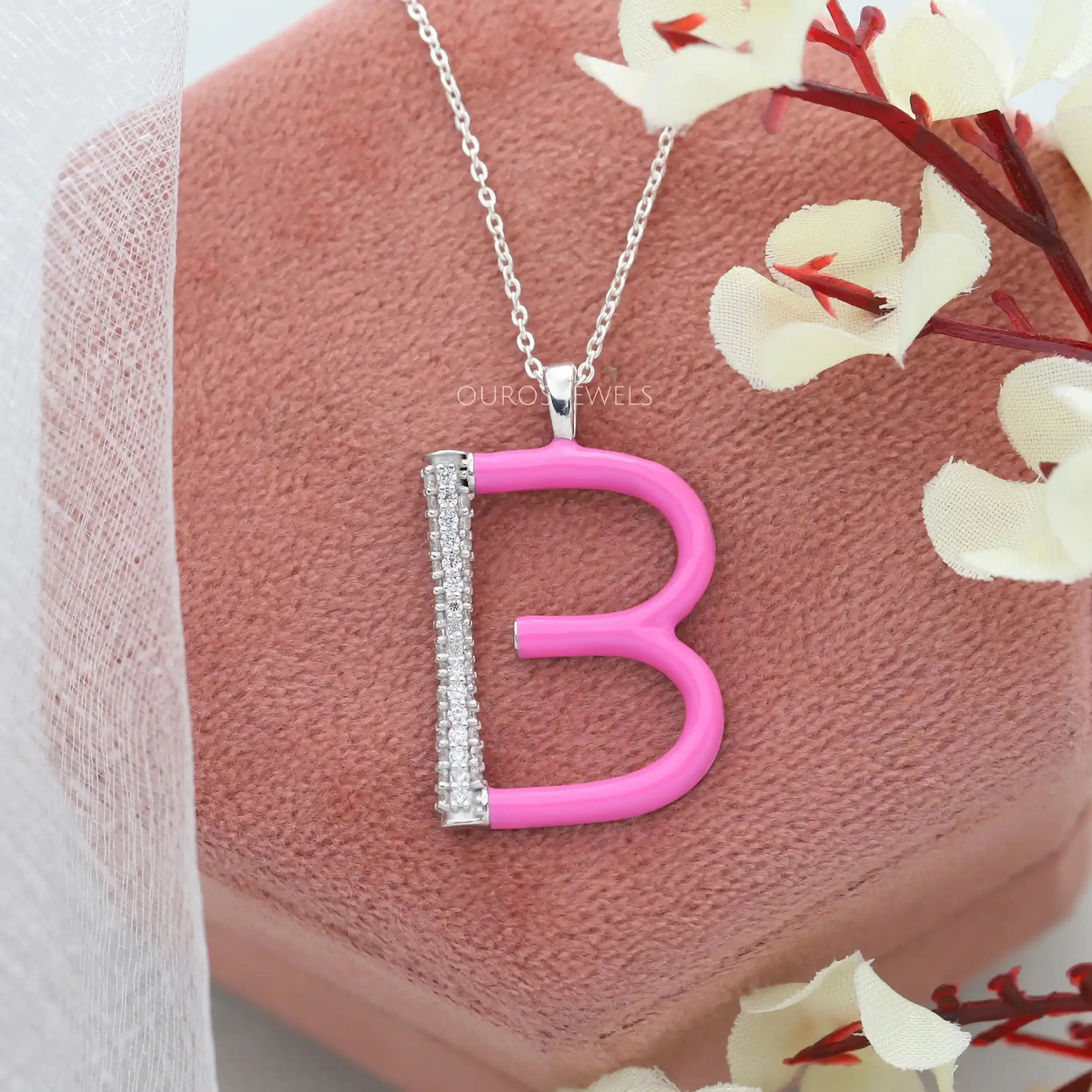 Round Diamond Enamel Letter Pendants