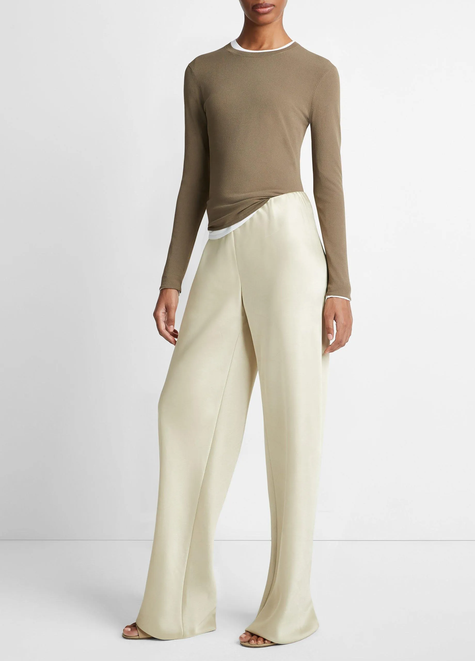 Satin High-Waist Bias Pant