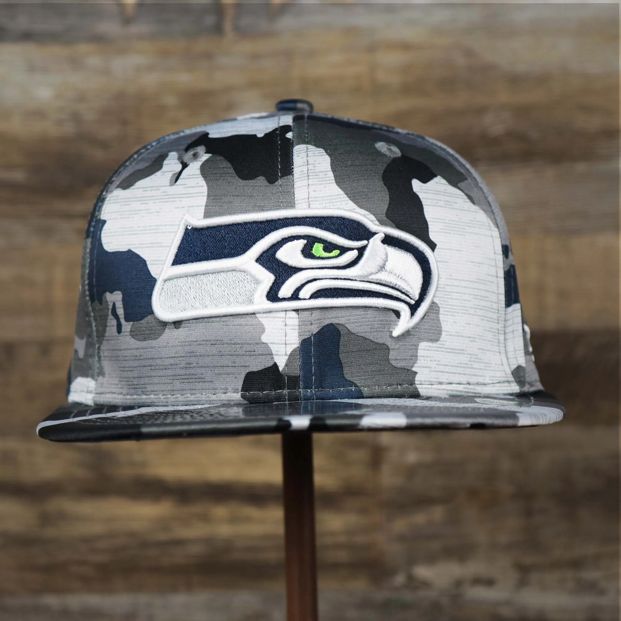 Seattle Seahawks NFL OnField Summer Training 2022 Camo 9Fifty Snapback | Navy Blue Camo 9Fifty