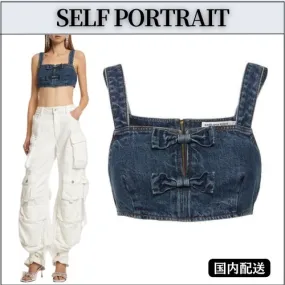 SELF PORTRAIT  |Casual Style Denim Sleeveless Street Style Plain Cotton