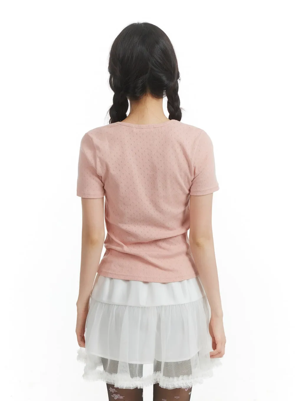 Short Sleeve Ribbon Top OM404