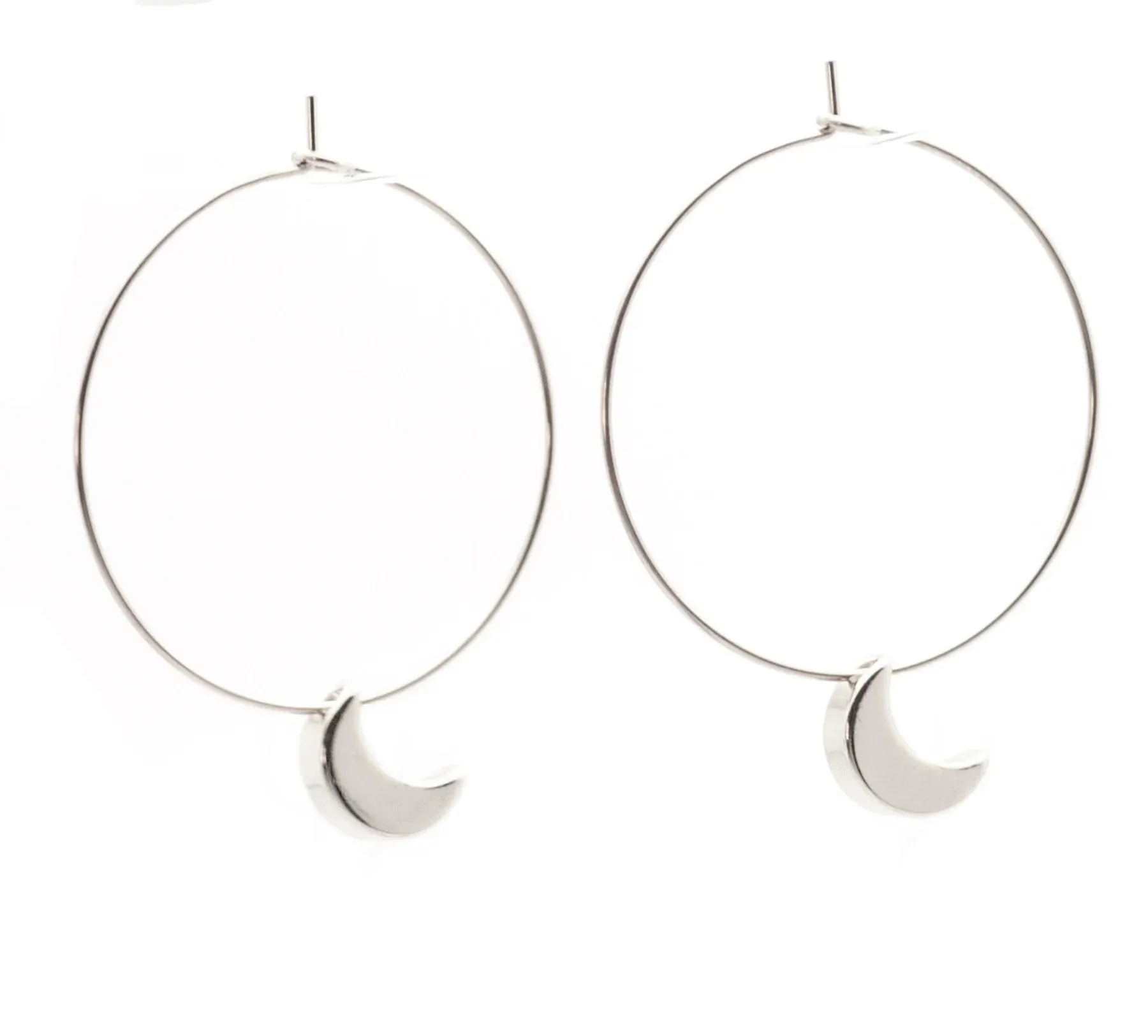 Solid Moon Hoops - Salty Pendants (Argent)