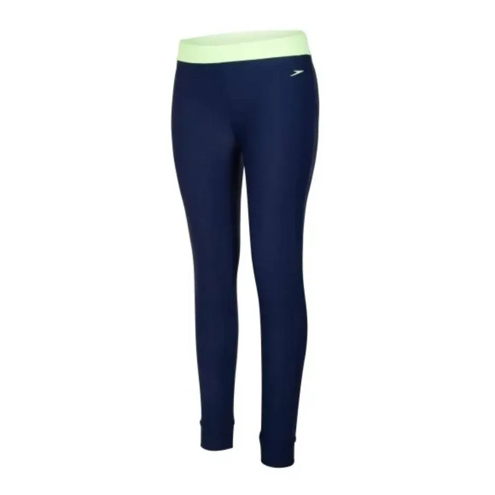 Speedo Women's Solid Contrast Swim Legging ( Navy/Bright Zest)