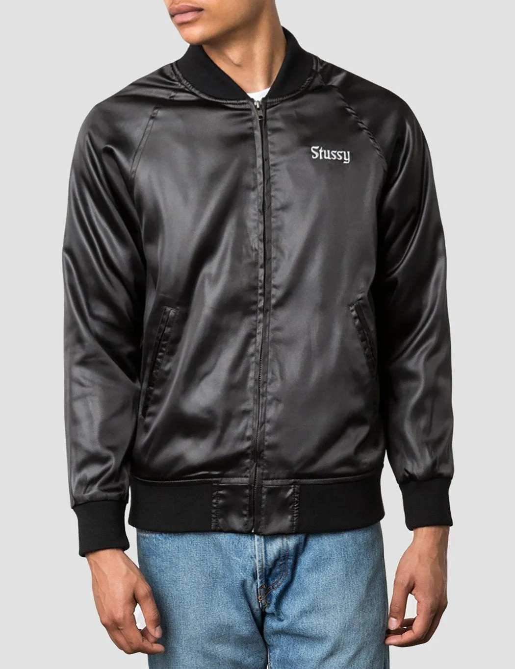 Stussy California Satin Bomber Jacket - Black