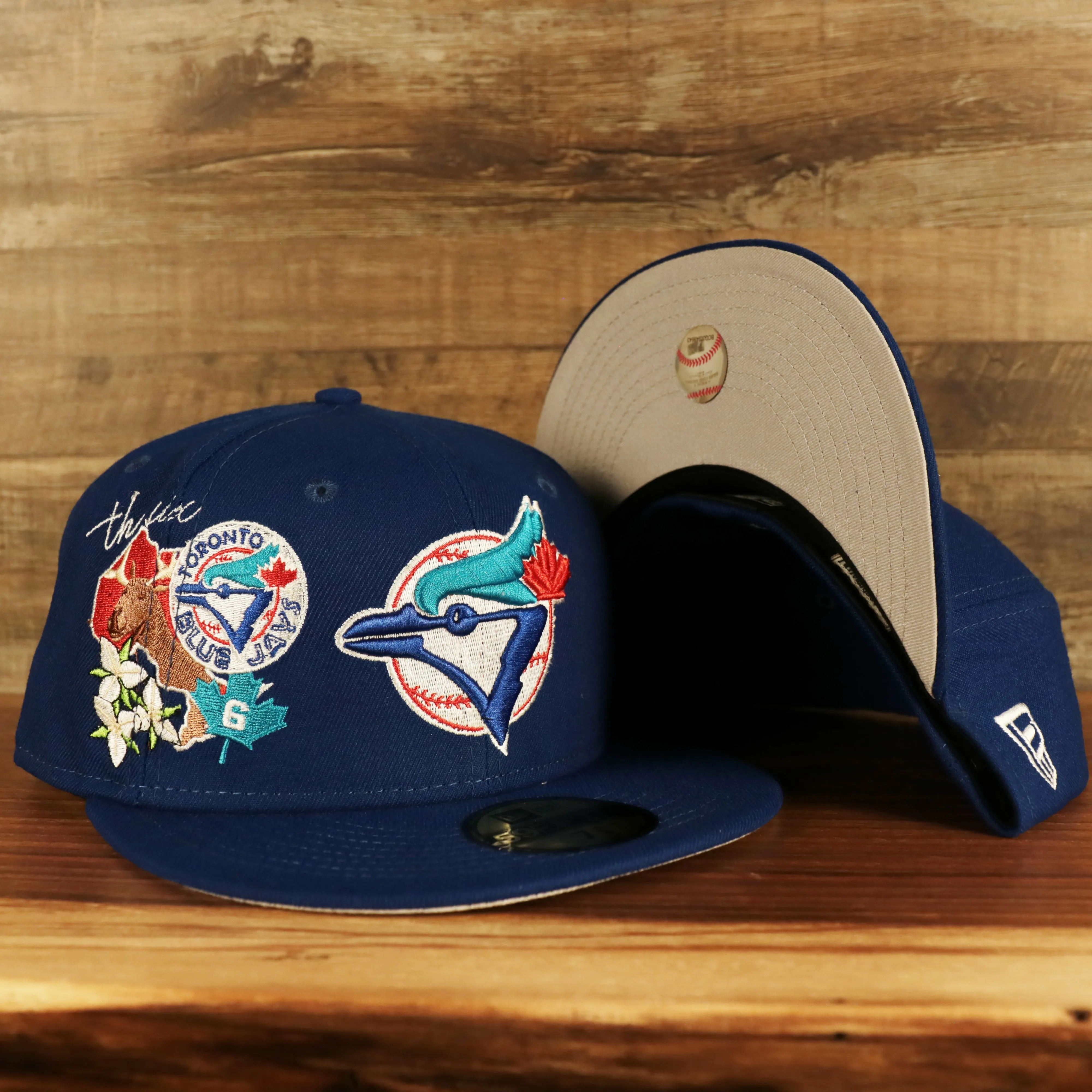 Toronto Blue Jays Cooperstown City Cluster Side Patch Gray Bottom Royal 59Fifty Fitted Cap