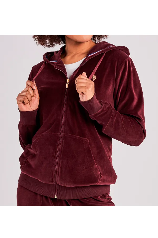 U.S. POLO ASSN. Women Velour Hoodie Duru Port Royale