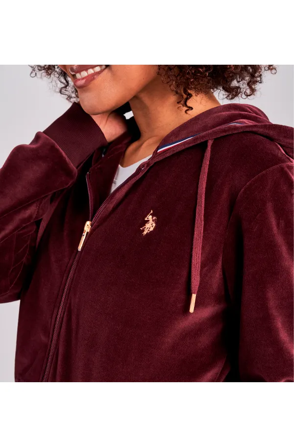 U.S. POLO ASSN. Women Velour Hoodie Duru Port Royale