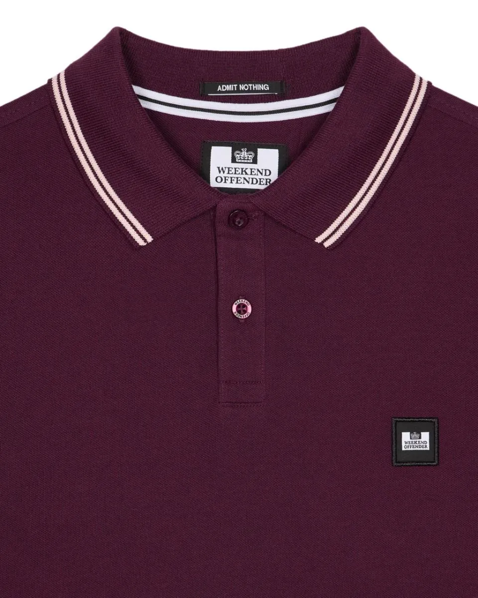 Weekend Offender Farina Double Tipped Polo Shirt Acai Berry Pale Blush