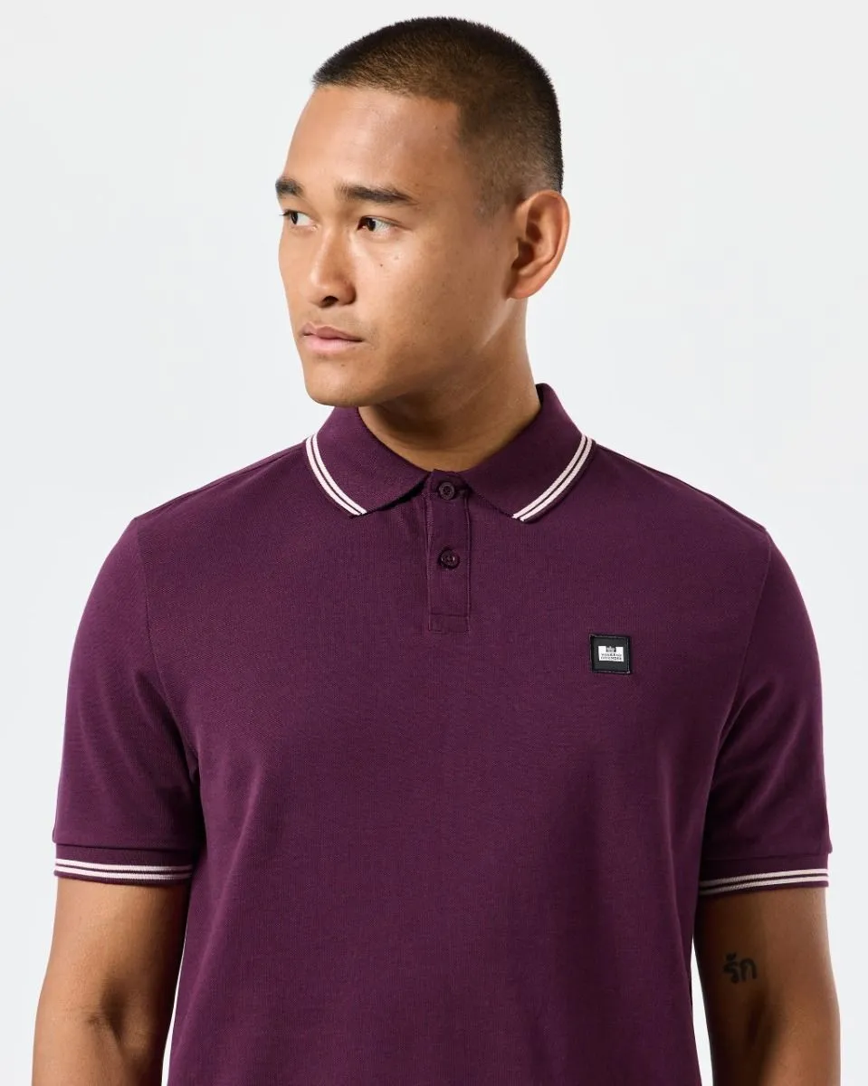 Weekend Offender Farina Double Tipped Polo Shirt Acai Berry Pale Blush