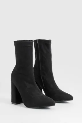 Wide Width Block Heel Sock Boot