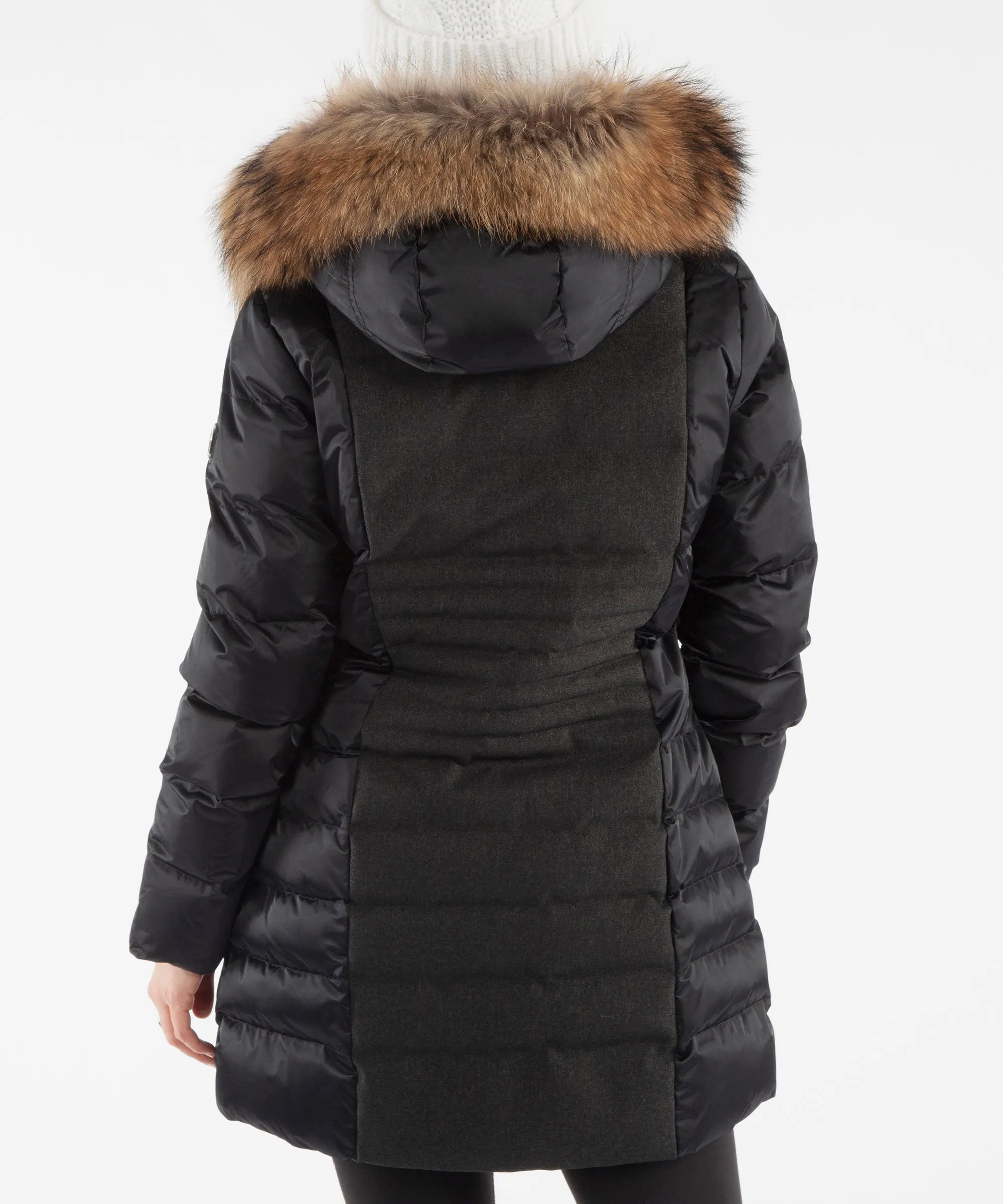 Women's Eva Waterproof Quilted 3/4 Coat With Removable Fur Ruff