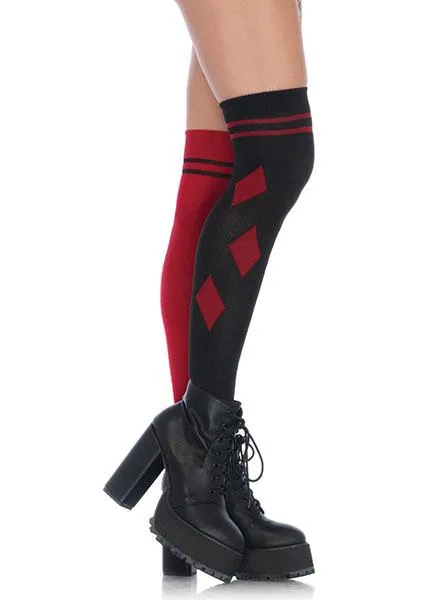 Women's Harlequin Over-The-Knee Socks