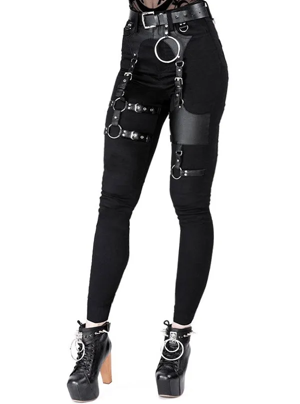 Women's High Waist Harness Skinny Jeans