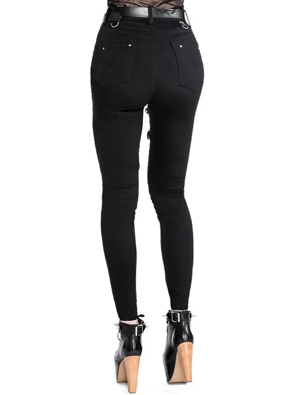 Women's High Waist Harness Skinny Jeans