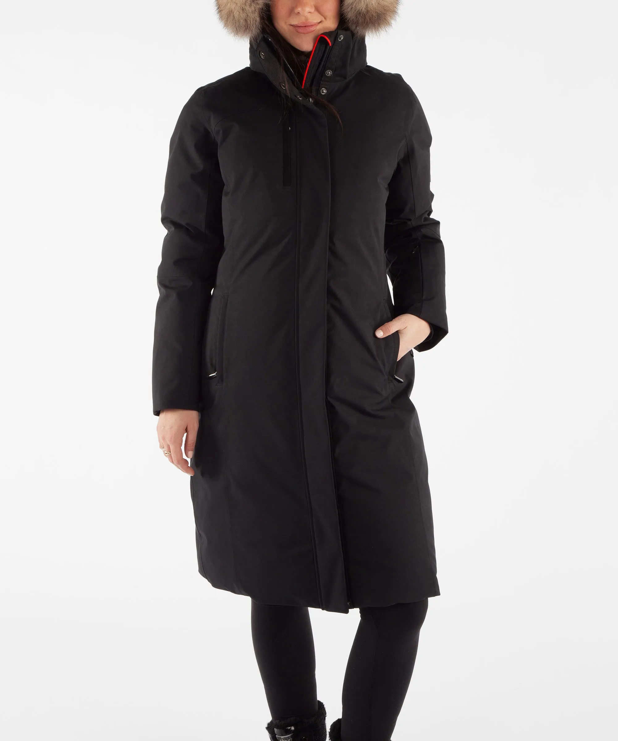 Women's Hillary Insulated Long Parka Coat with Removable Fur Ruff