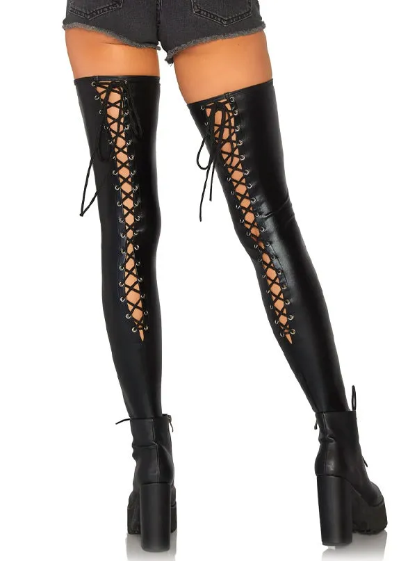 Women's Lace-Up Footless Thigh Highs