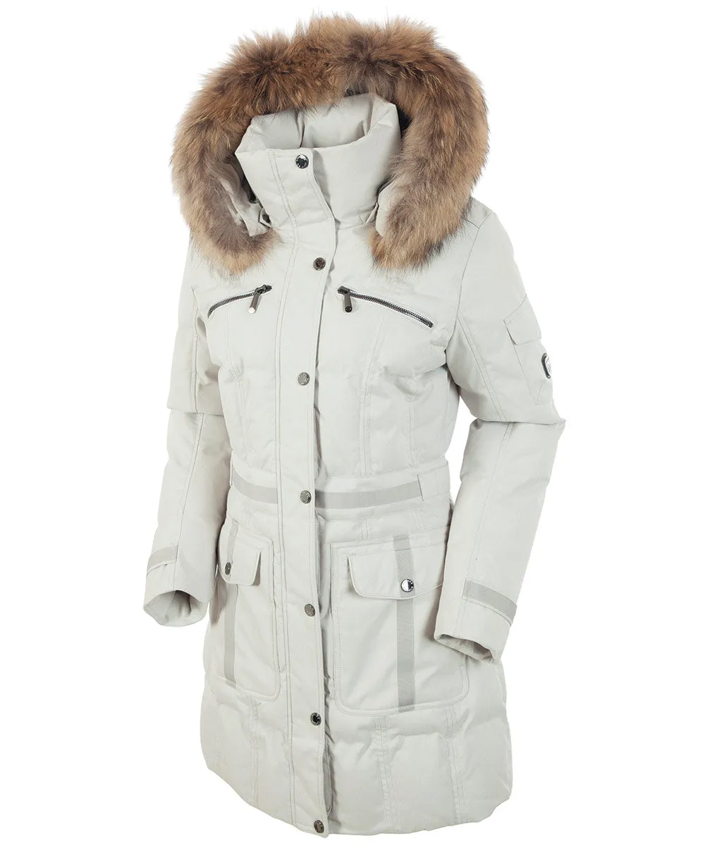 Women's Tanya Quilted 3/4 Coat With Removable Fur Ruff