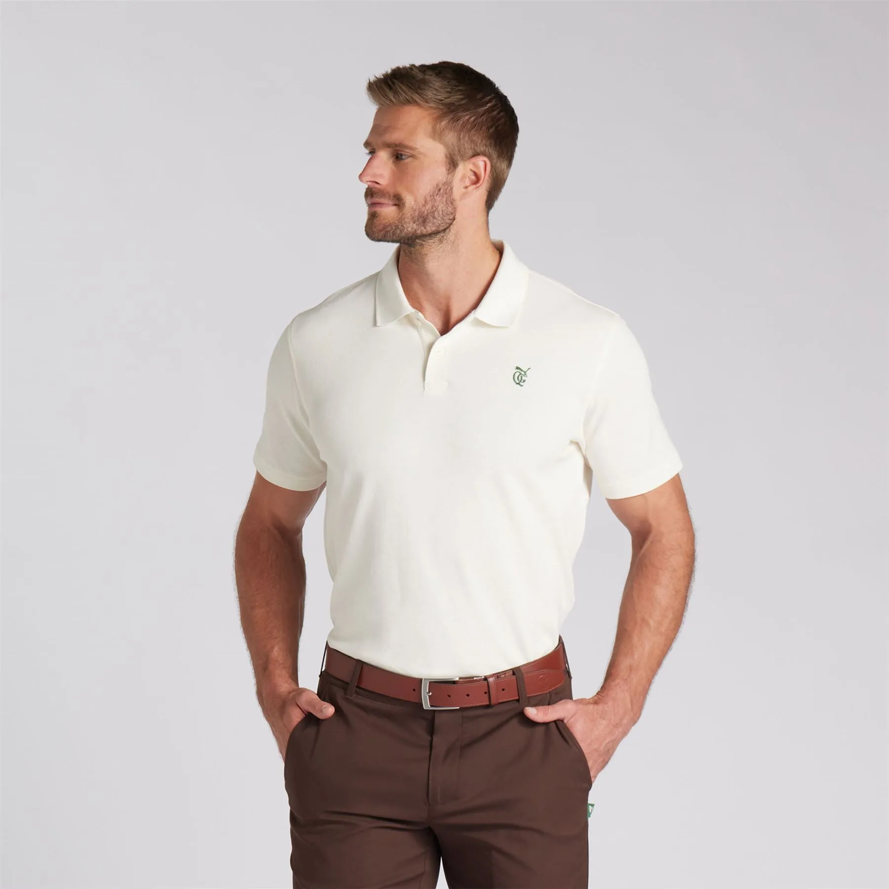 x QGC Post Round Polo Warm White - SS24