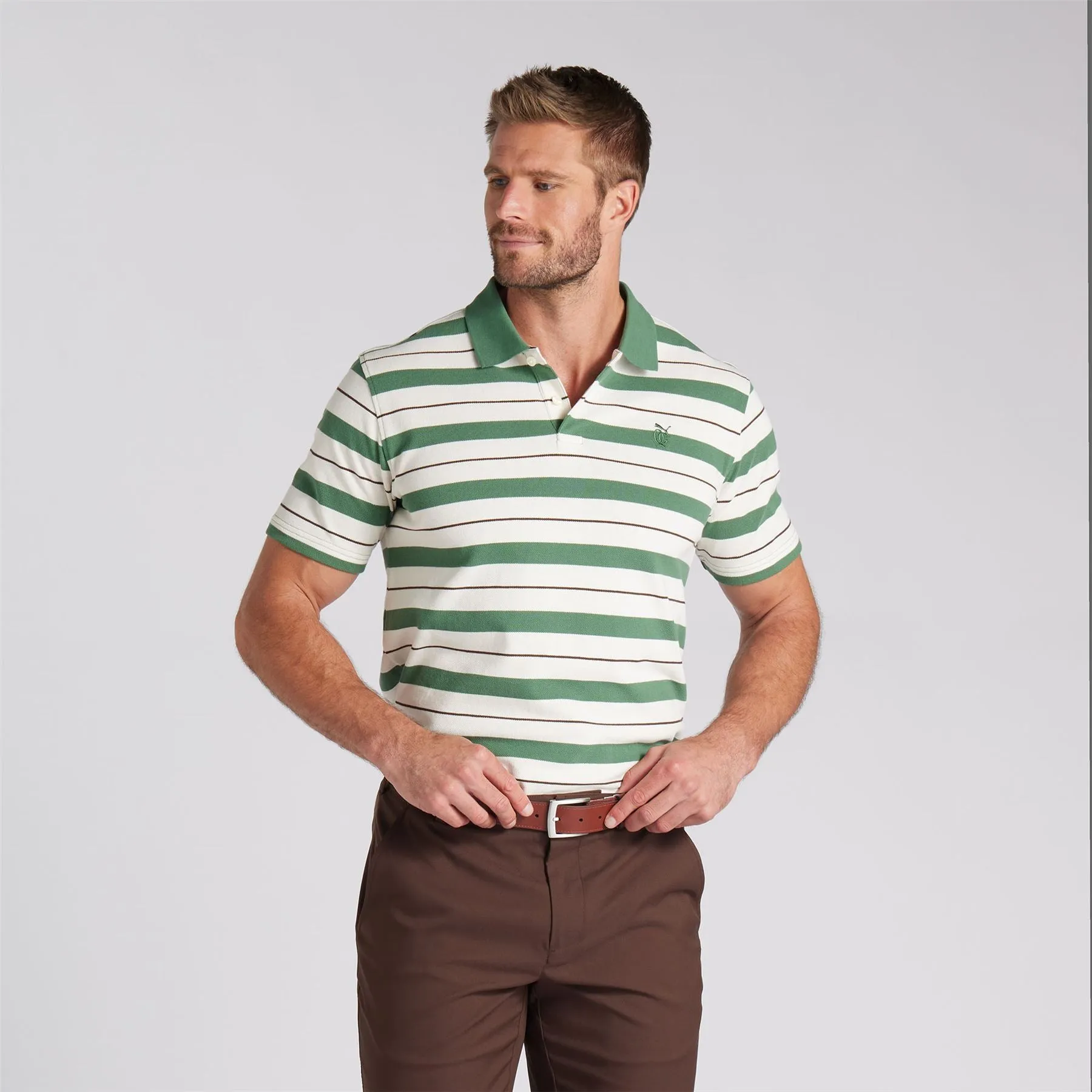 x QGC Sunday Stripe Polo White/Green - SS24